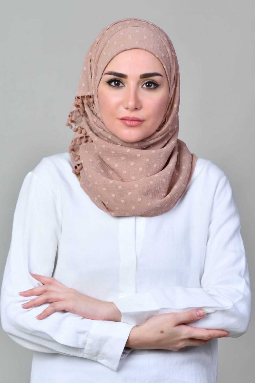 Latte - Plain Mosaic Butti Chiffon - Mini & Capshawl