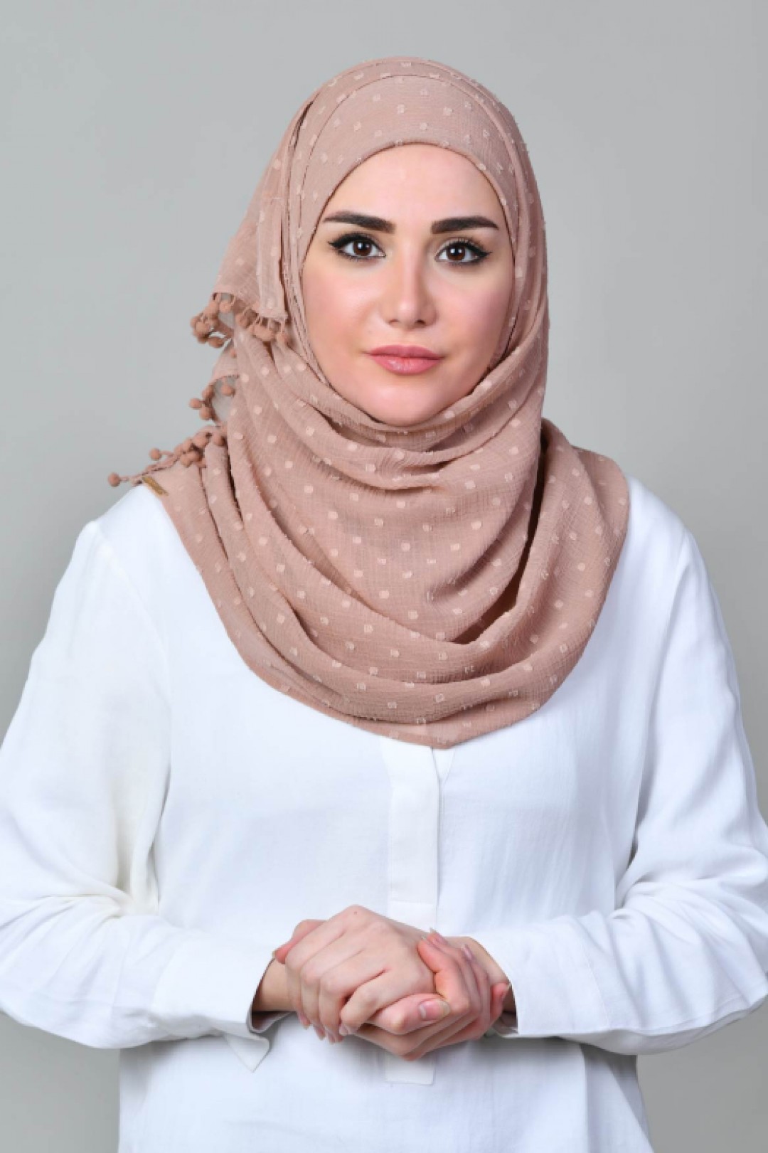 Latte - Plain Mosaic Butti Chiffon - Mini & Capshawl