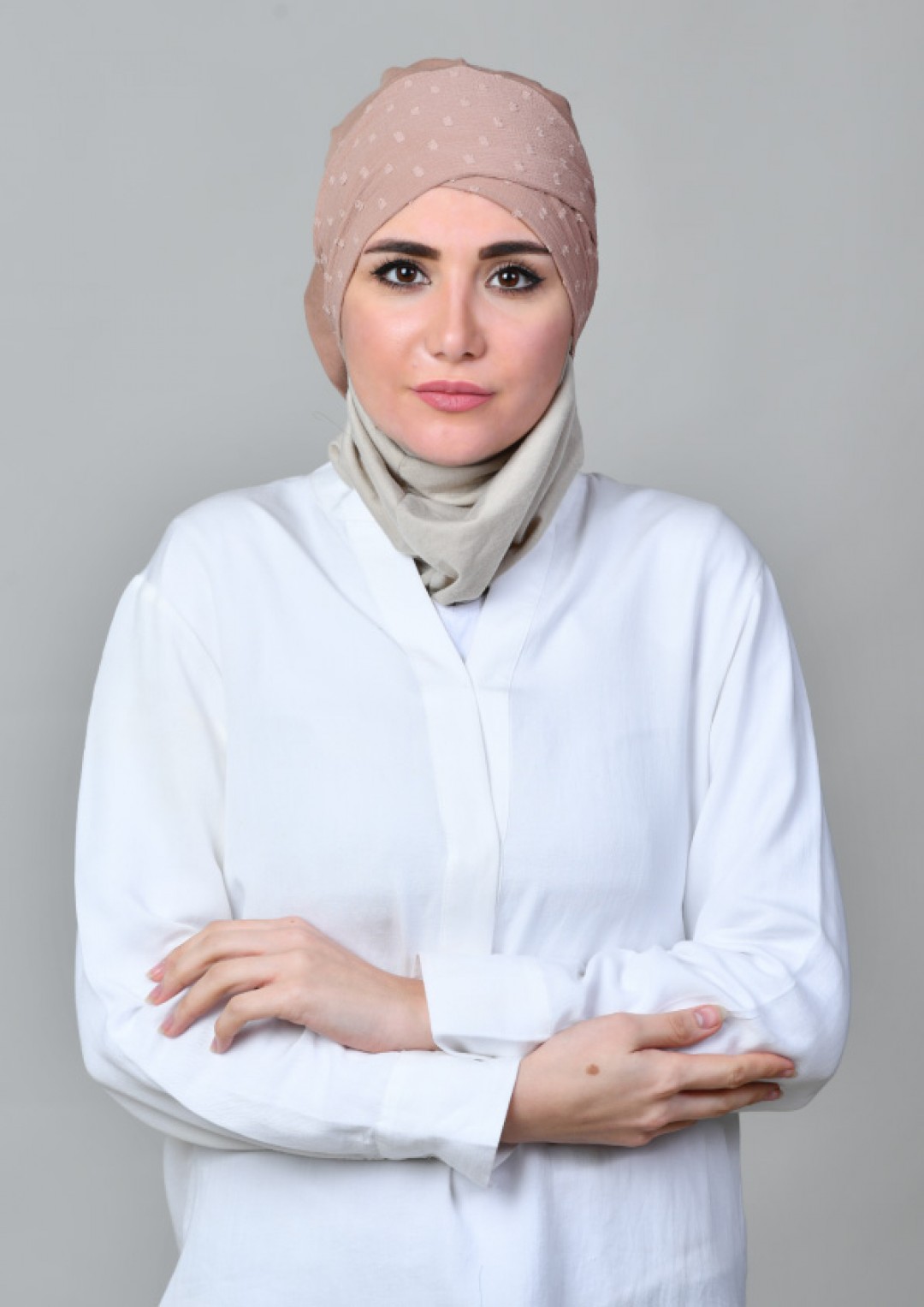 Latte - Plain Mosaic Butti Chiffon - Mini & Capshawl