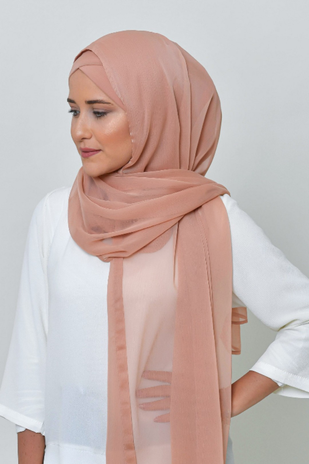 Latte - BASICS Plain Lite Chiffon
