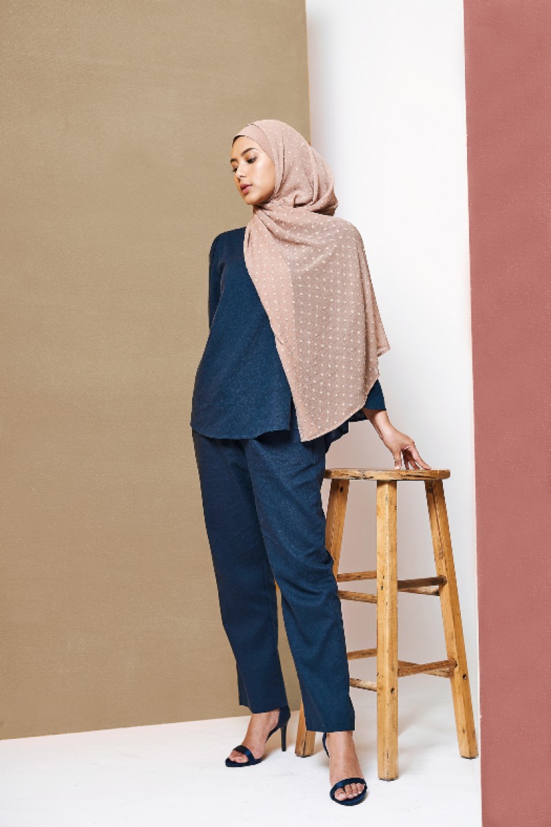 Latte - Plain Mosaic Butti Chiffon - Mini & Capshawl