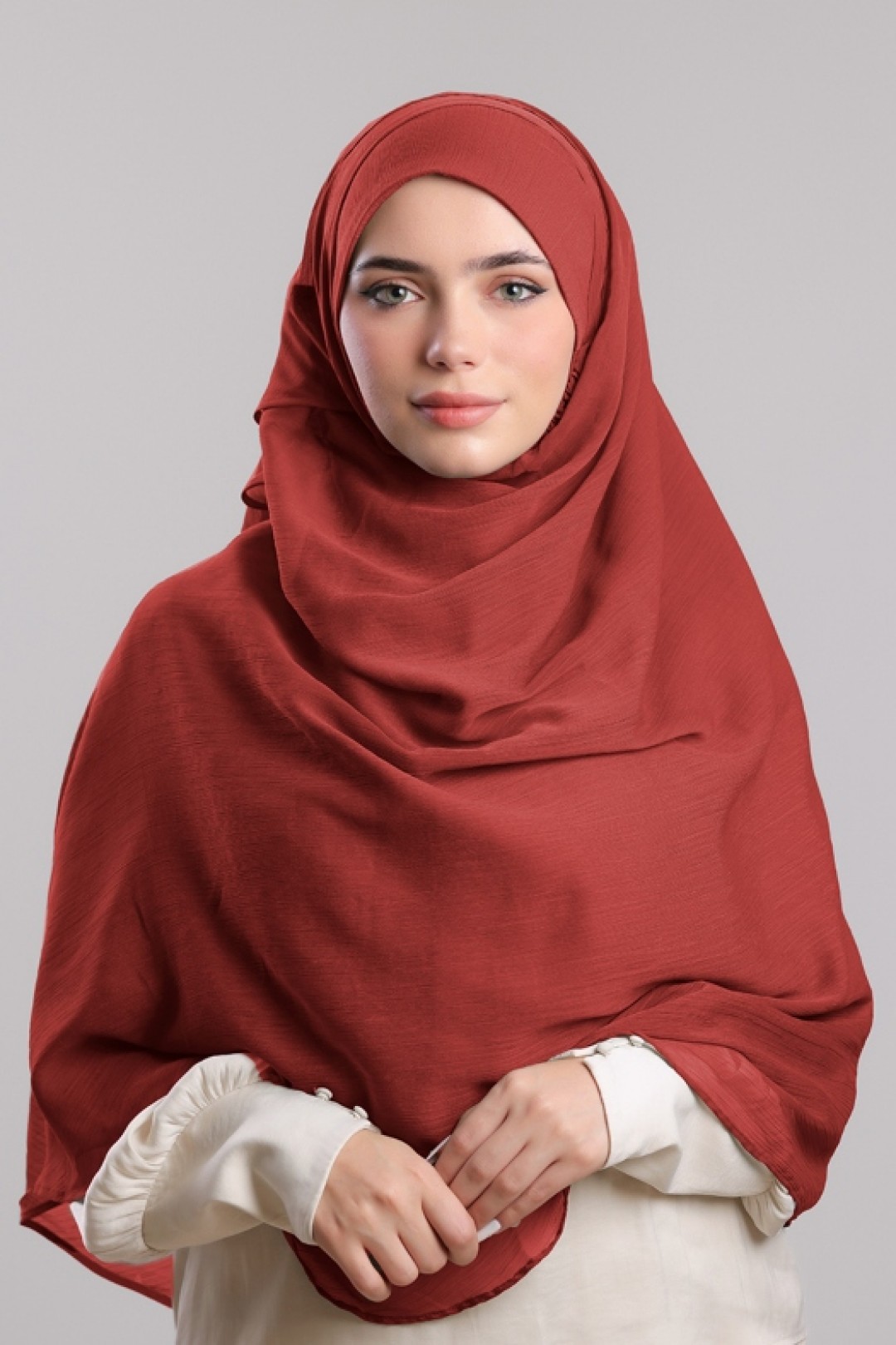 Orange Red - Plain Crinkled Chiffon