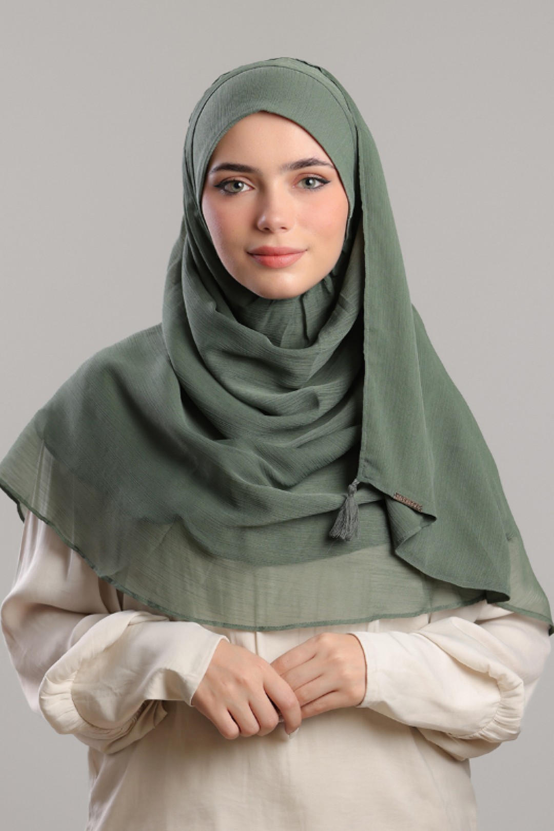 Laurel Green - Plain Crinkle Chiffon