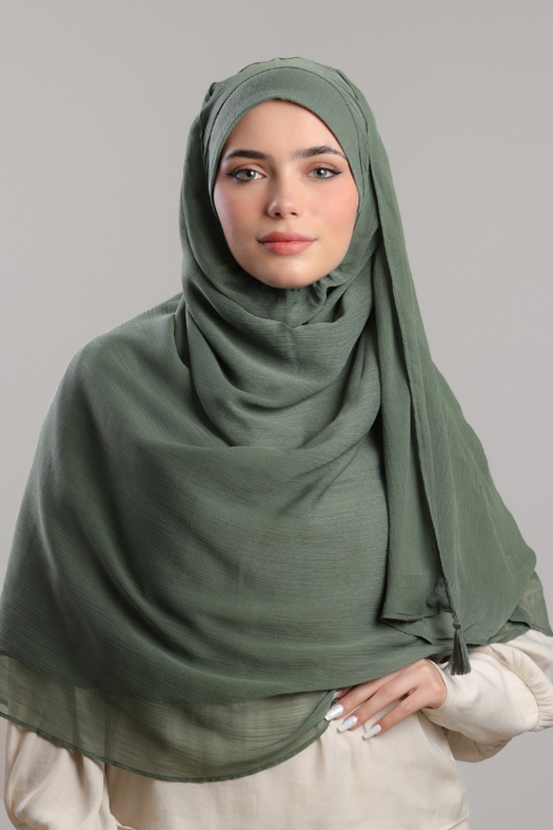 Laurel Green - Plain Crinkle Chiffon