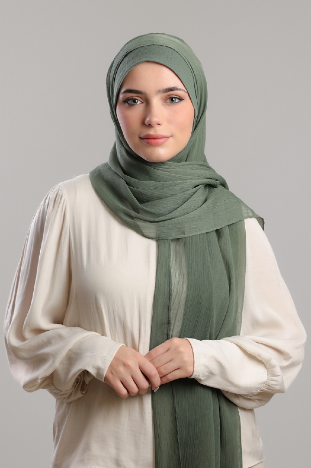 Laurel Green - Plain Crinkle Chiffon