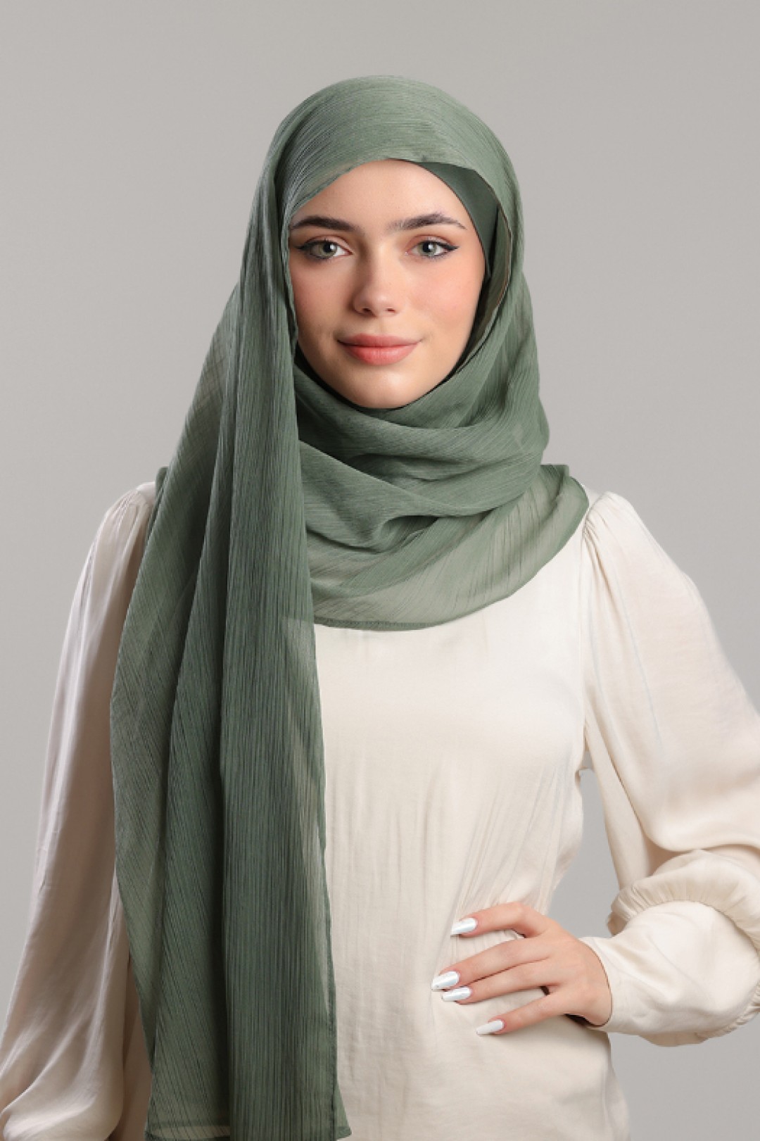Laurel Green - Plain Crinkle Chiffon