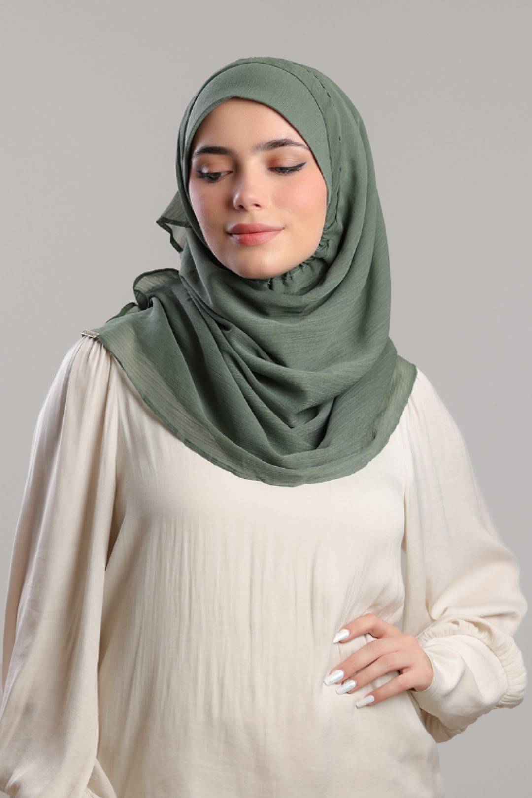 Laurel Green - Plain Crinkle Chiffon