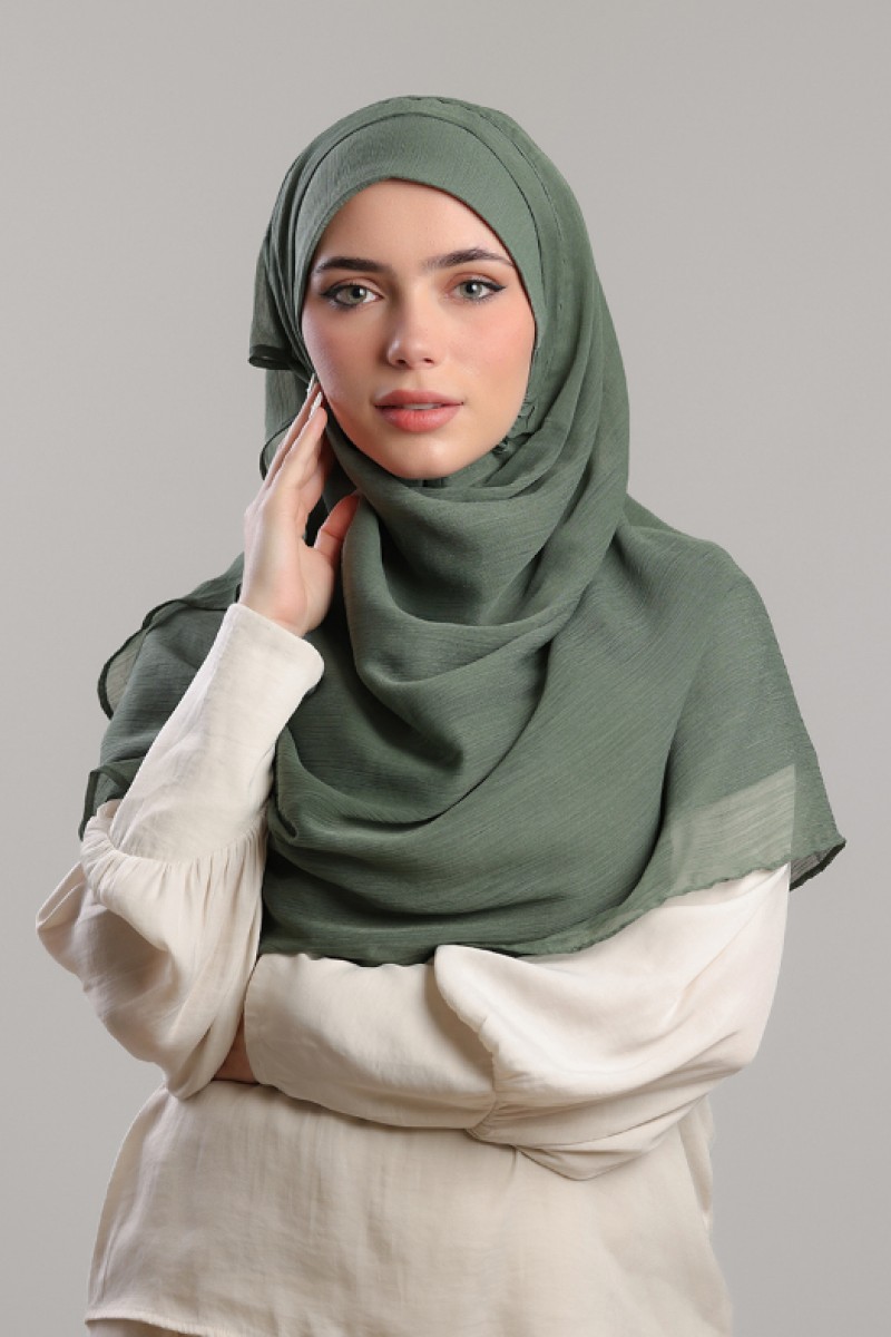 Laurel Green - Plain Crinkle Chiffon