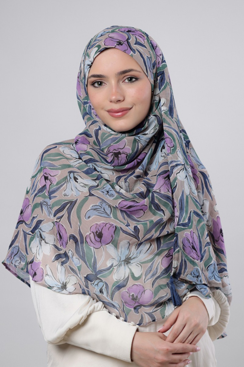 Lavender Dreams - Printed Crinkled Chiffon