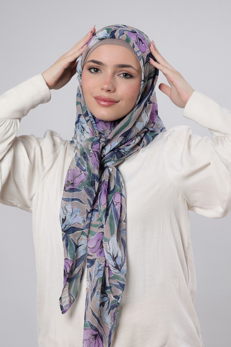 Lavender Dreams - Printed Crinkled Chiffon