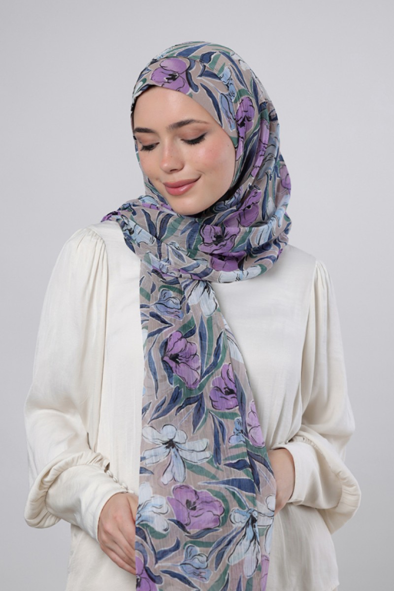 Lavender Dreams - Printed Crinkled Chiffon