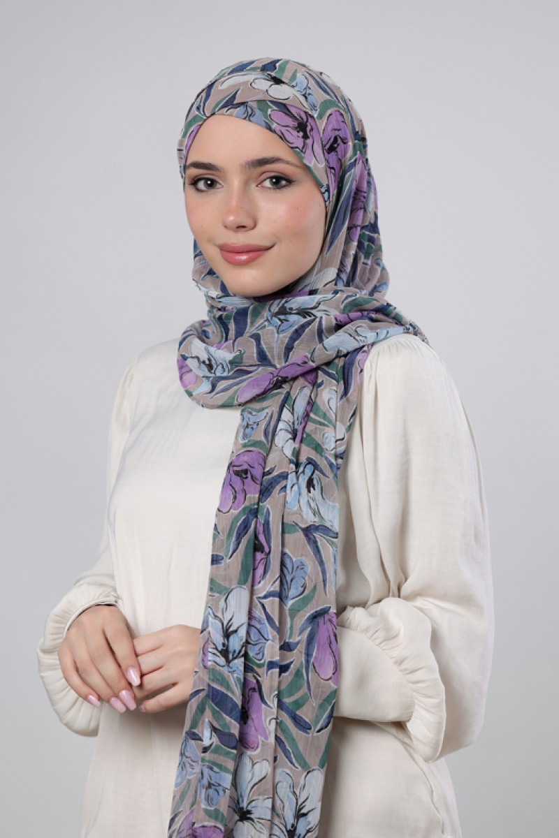 Lavender Dreams - Printed Crinkled Chiffon