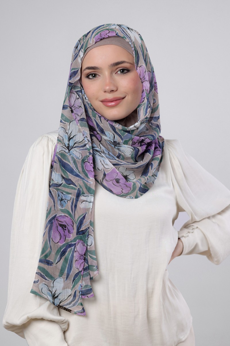 Lavender Dreams - Printed Crinkled Chiffon