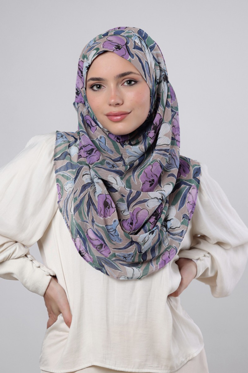 Lavender Dreams - Printed Crinkled Chiffon