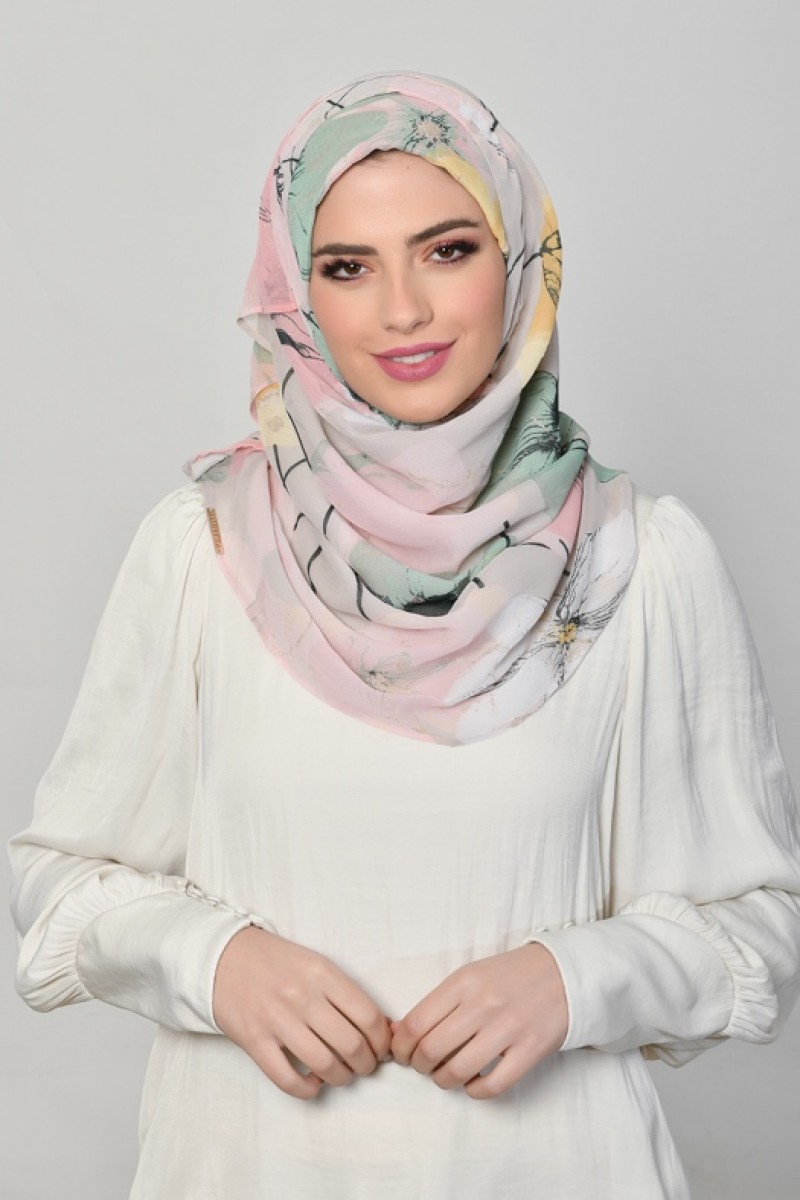 Lawakeh - Printed Crinkled Chiffon