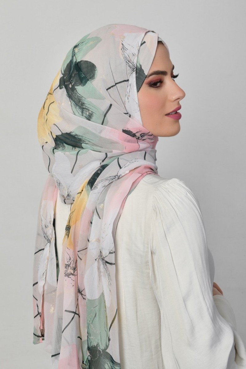 Lawakeh - Printed Crinkled Chiffon