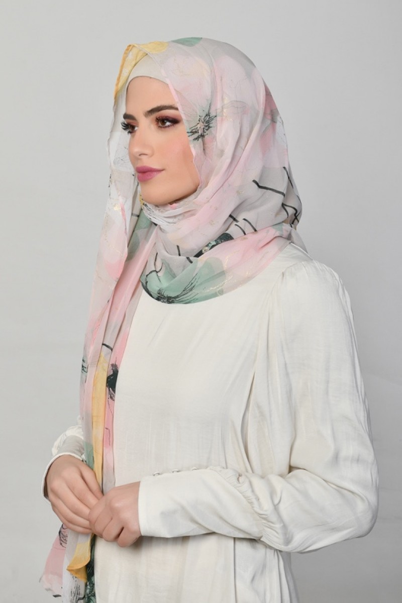 Lawakeh - Printed Crinkled Chiffon