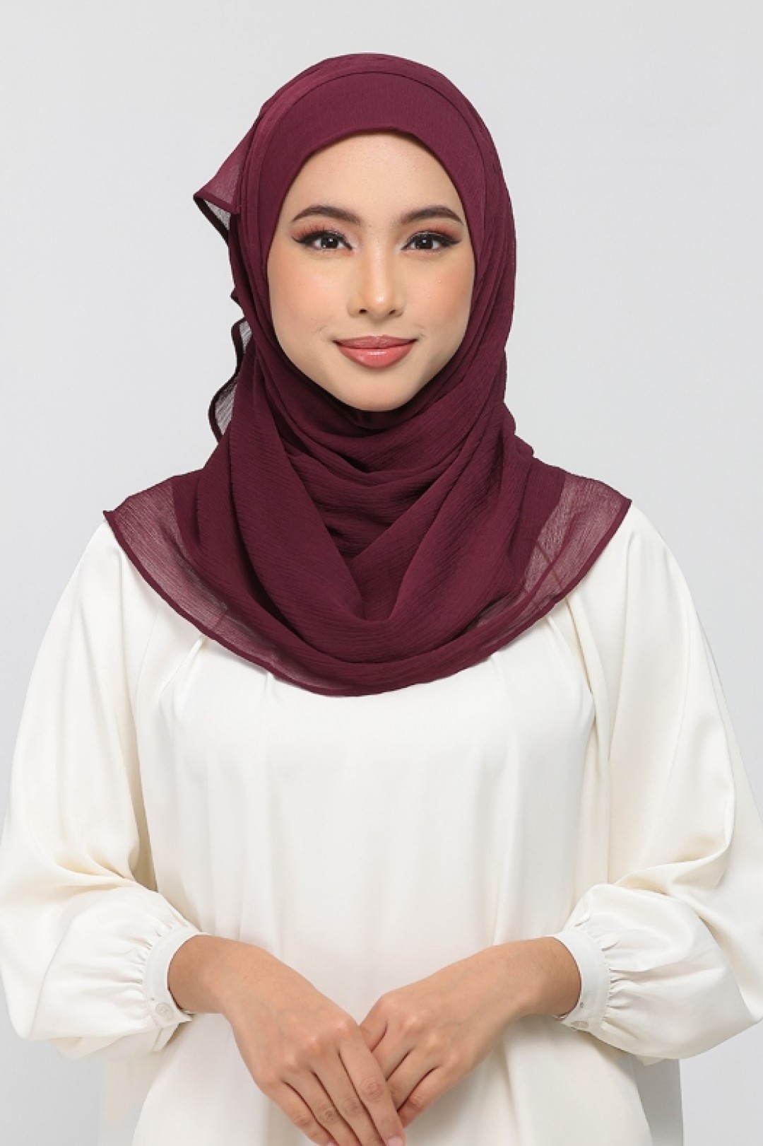 Maroon - Plain Crinkled Chiffon