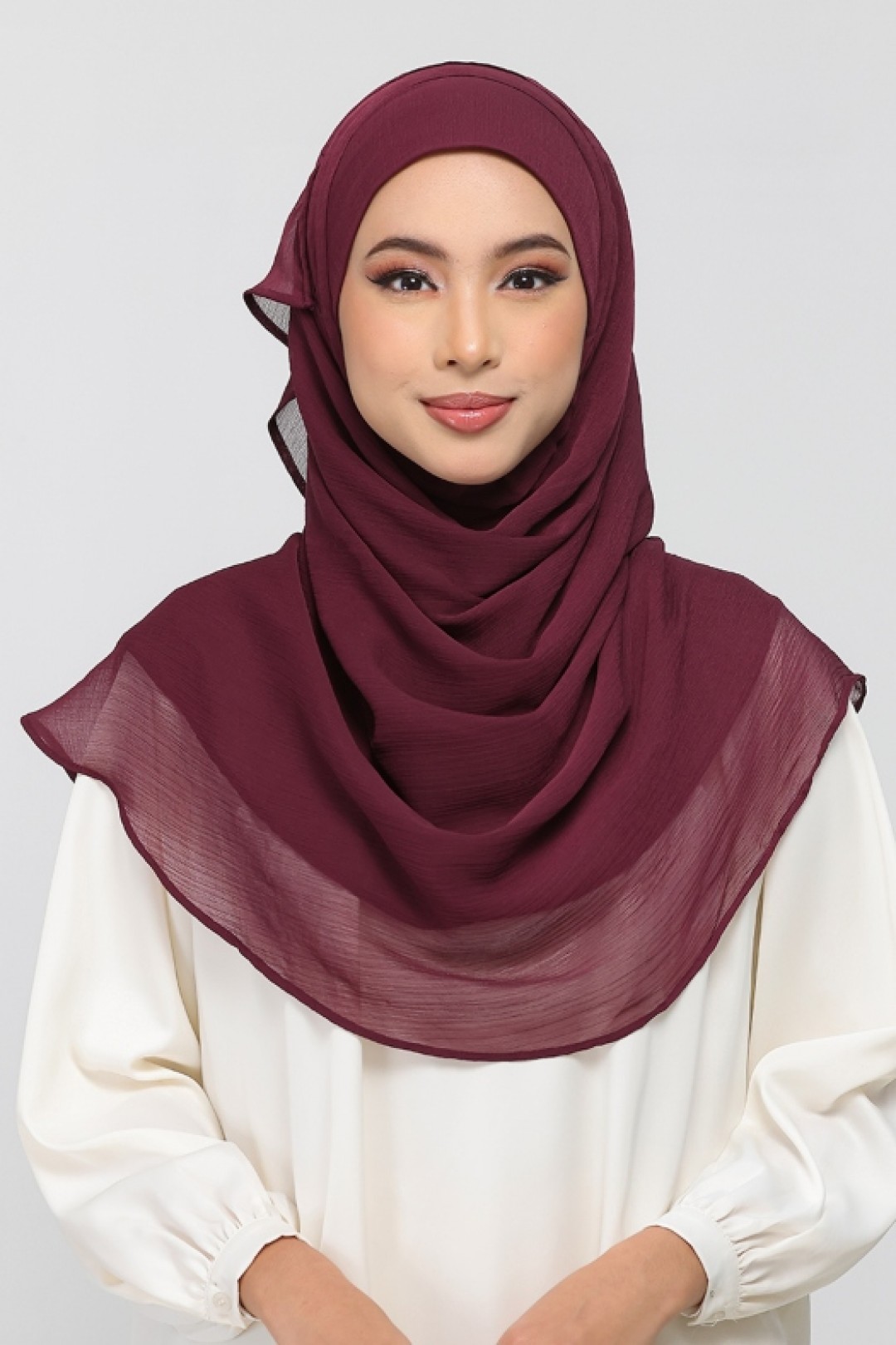 Maroon - Plain Crinkled Chiffon
