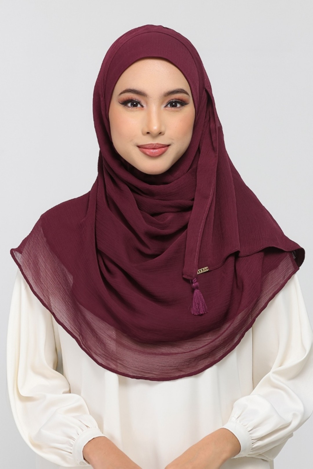 Maroon - Plain Crinkled Chiffon