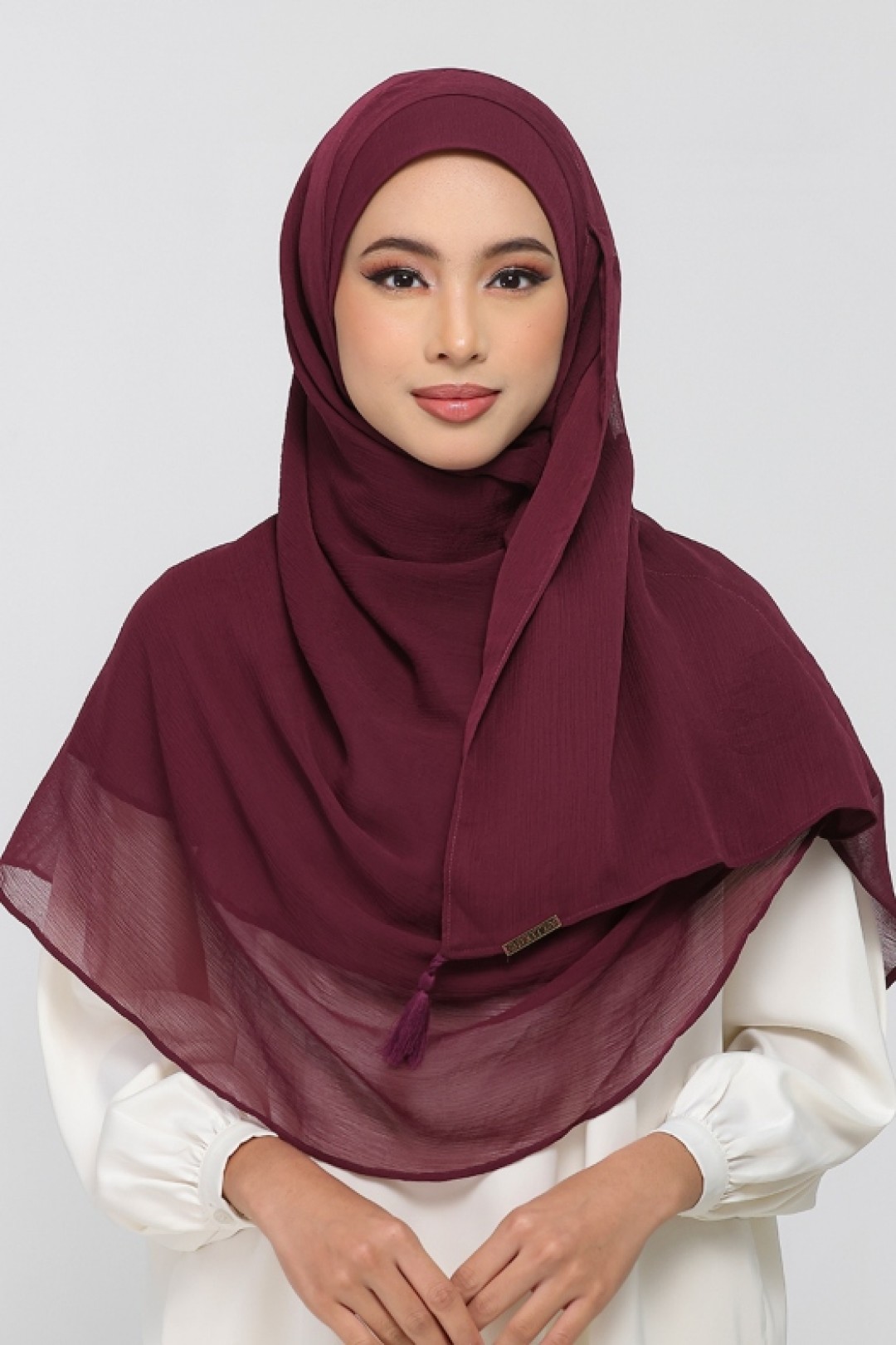 Maroon - Plain Crinkled Chiffon