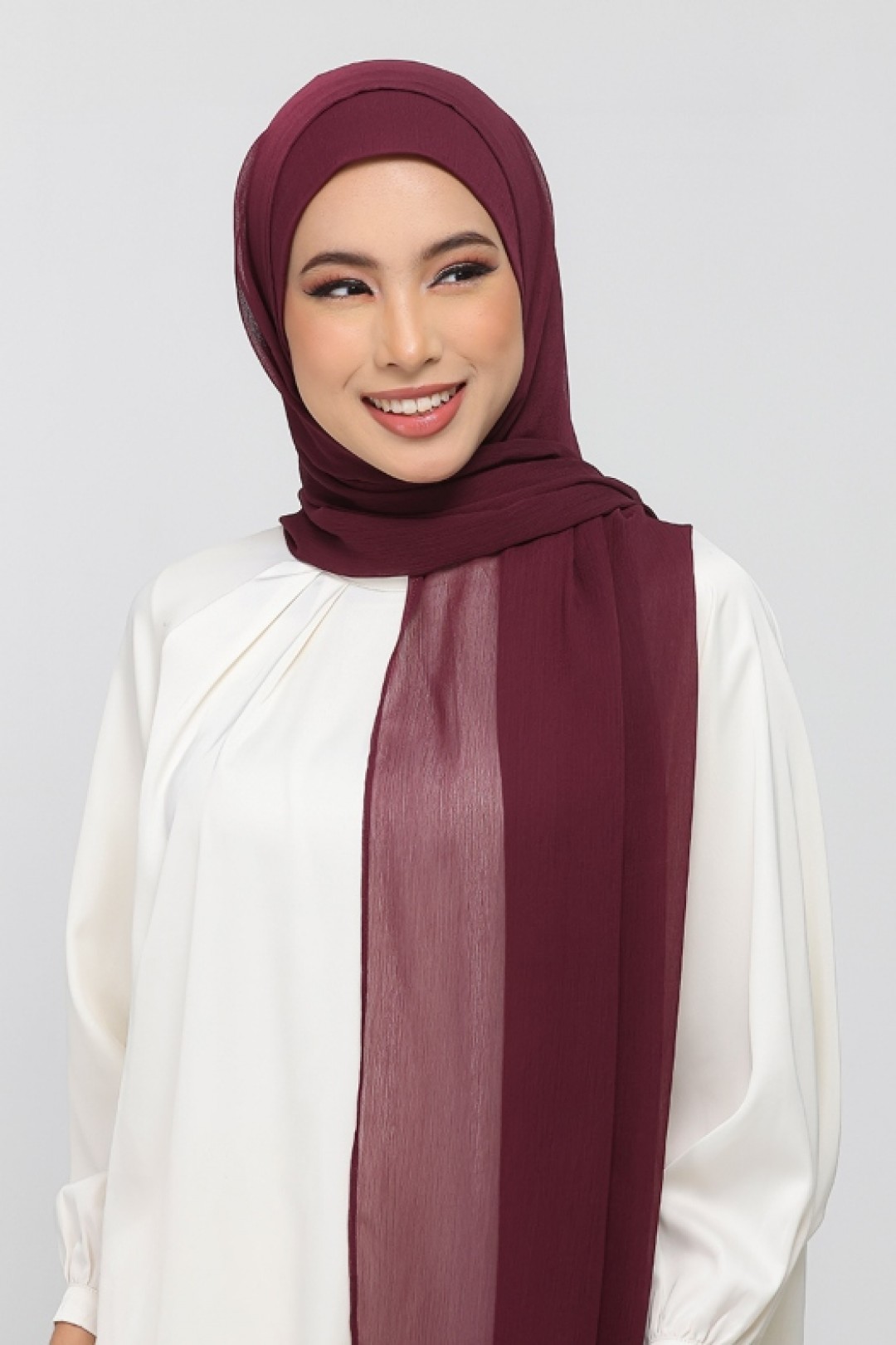 Maroon - Plain Crinkled Chiffon