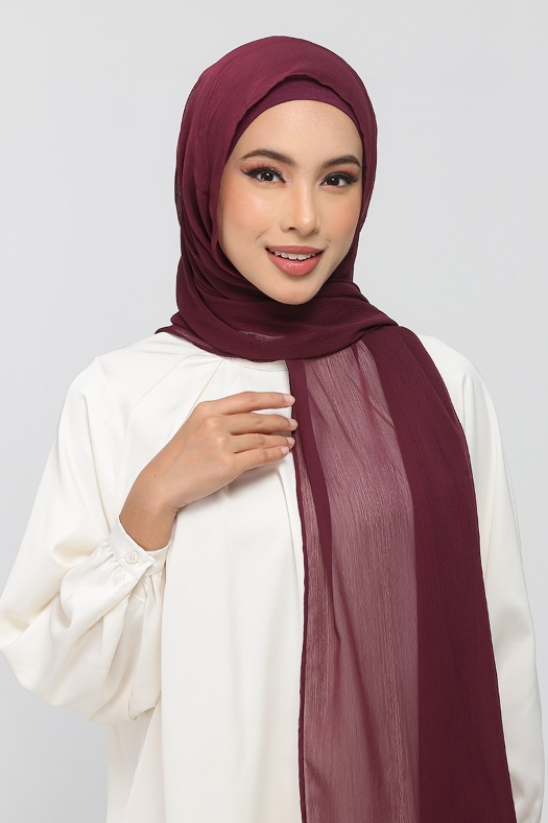 Maroon - Plain Crinkled Chiffon