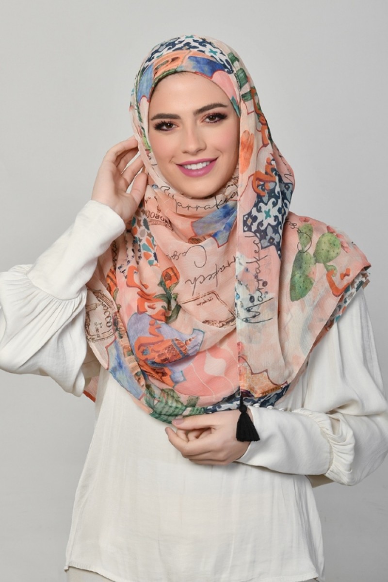 MARAKESH - Printed Crinkled Chiffon - Face Mask