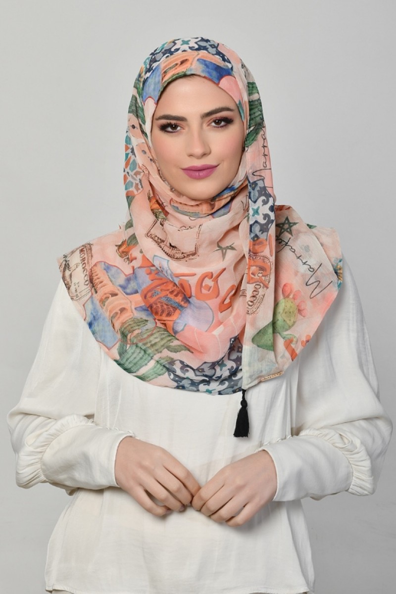 MARAKESH - Printed Crinkled Chiffon - Face Mask
