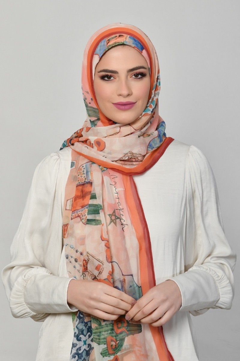 MARAKESH - Printed Crinkled Chiffon - Face Mask