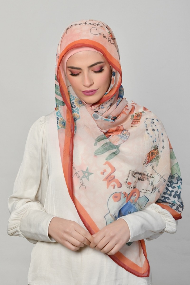 MARAKESH - Printed Crinkled Chiffon - Face Mask