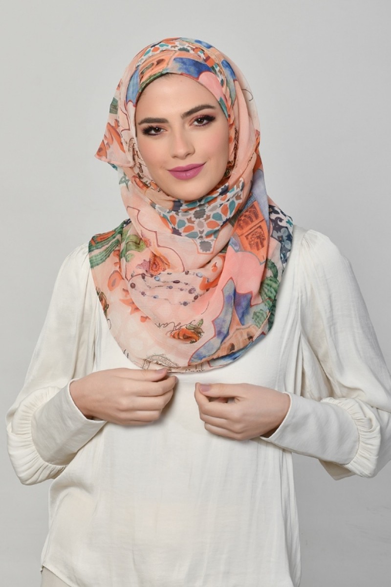 MARAKESH - Printed Crinkled Chiffon - Face Mask