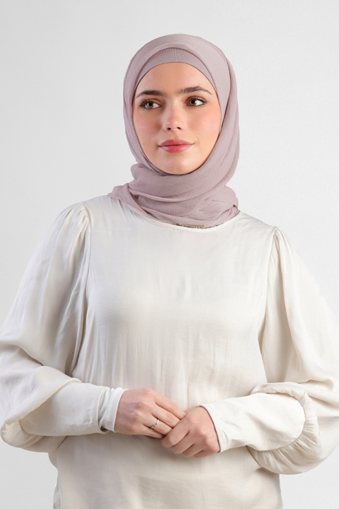 Mauve Gray - Plain Crinkled Chiffon