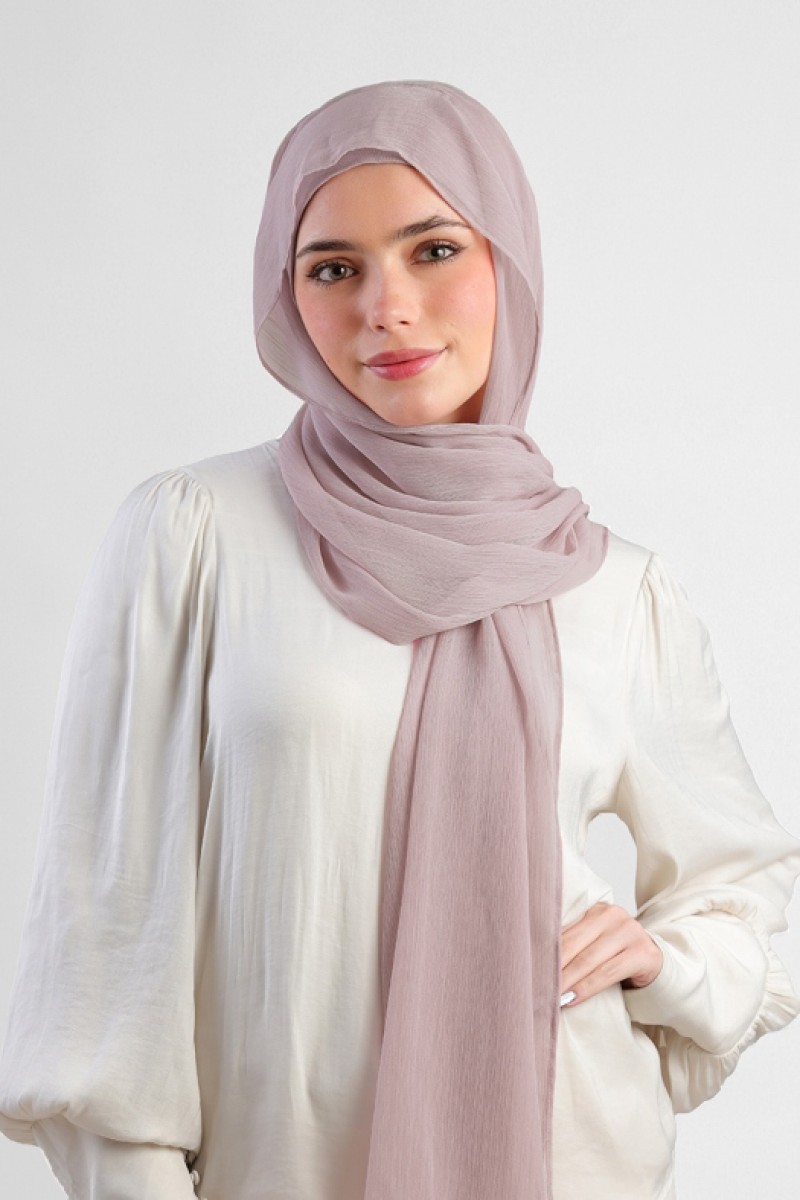 Mauve Gray - Plain Crinkled Chiffon