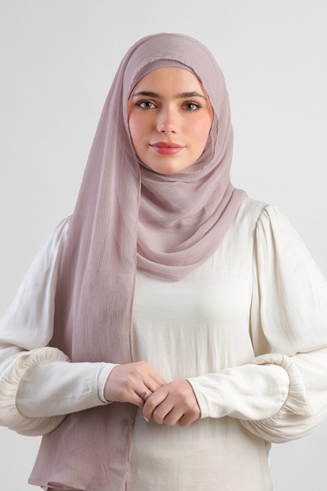 Mauve Gray - Plain Crinkled Chiffon