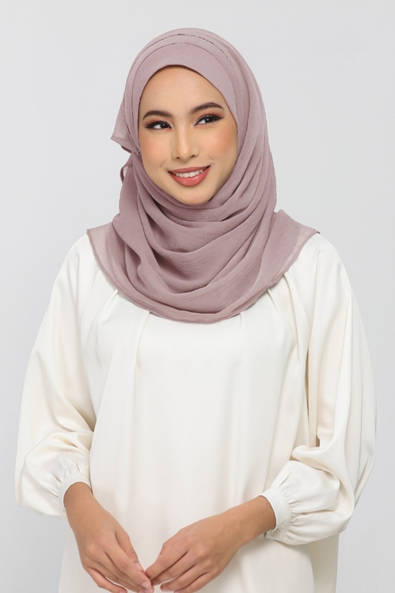 Mauve Gray - Plain Crinkled Chiffon