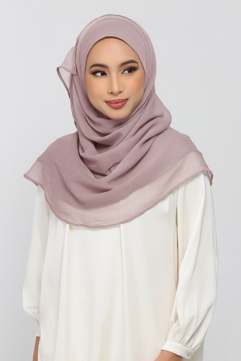 Mauve Gray - Plain Crinkled Chiffon