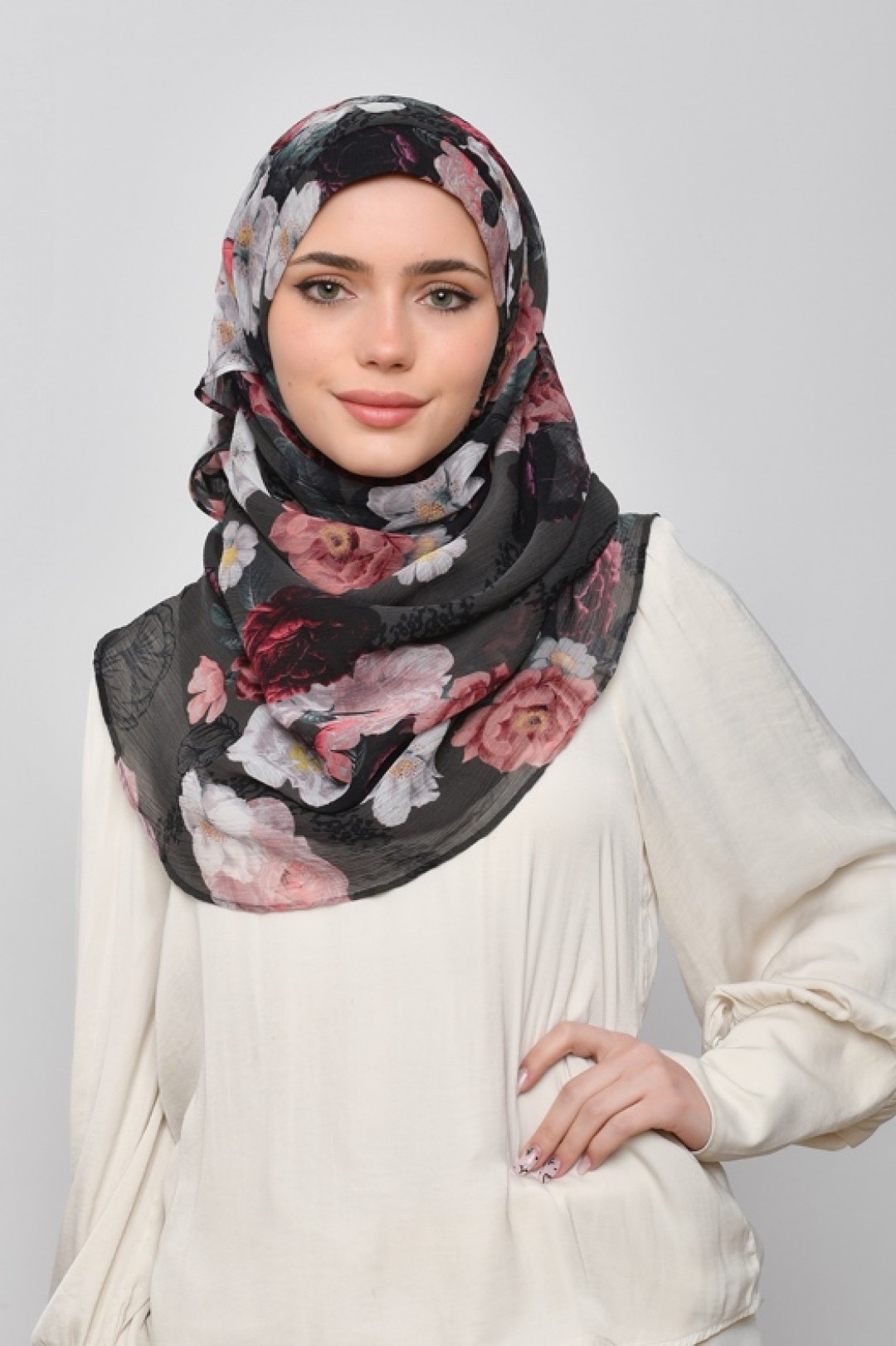 Mawadda - Printed Crinkled Chiffon - Face Mask