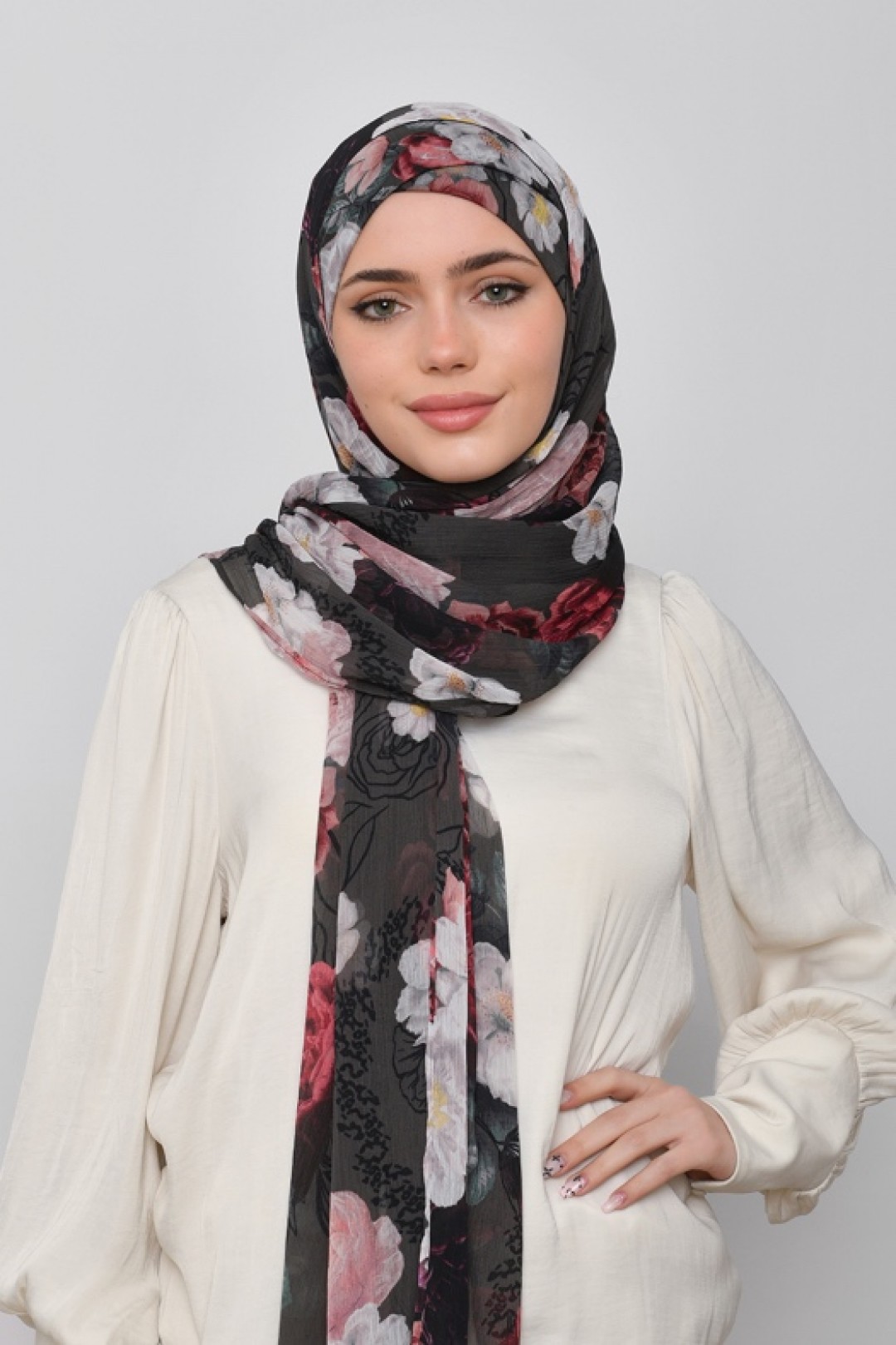 Mawadda - Printed Crinkled Chiffon - Face Mask