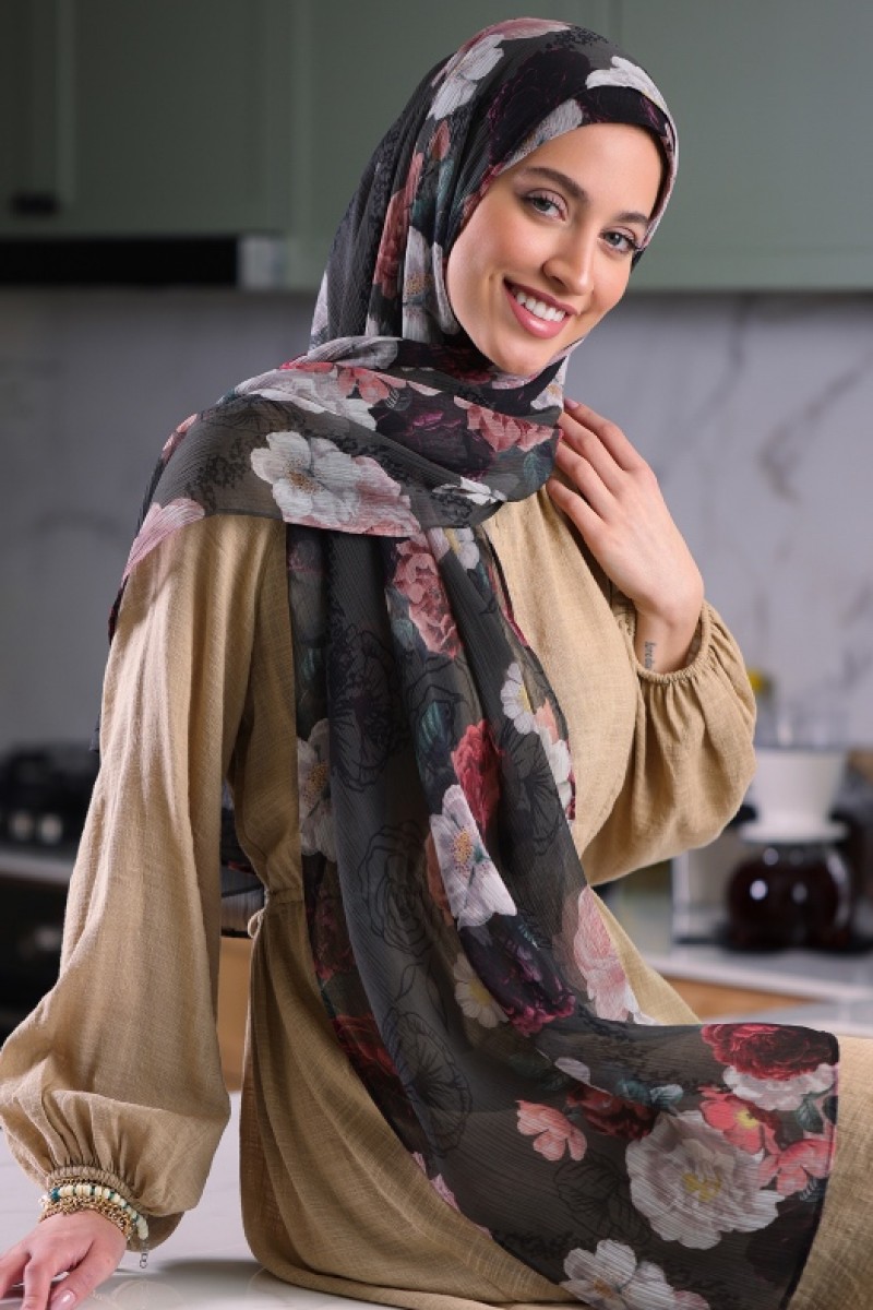 Mawadda - Printed Crinkled Chiffon - Face Mask