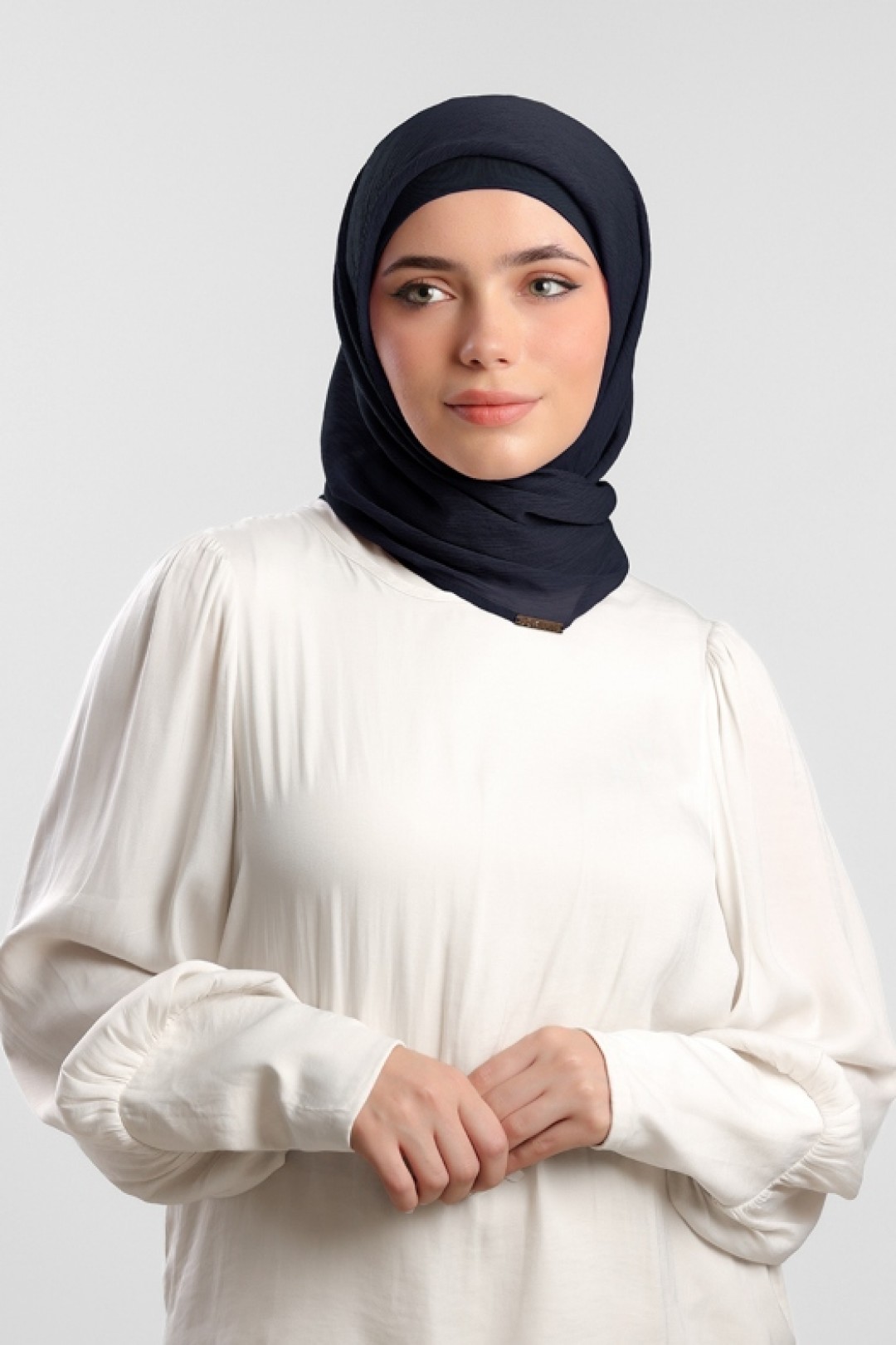 Midnight Navy - Plain Crinkled Chiffon