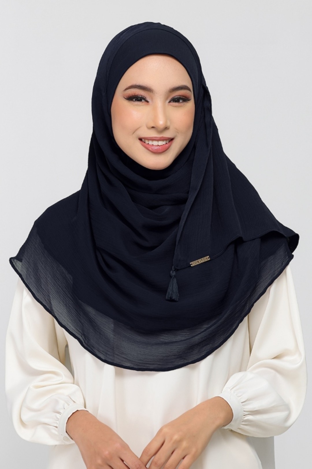 Midnight Navy - Plain Crinkled Chiffon