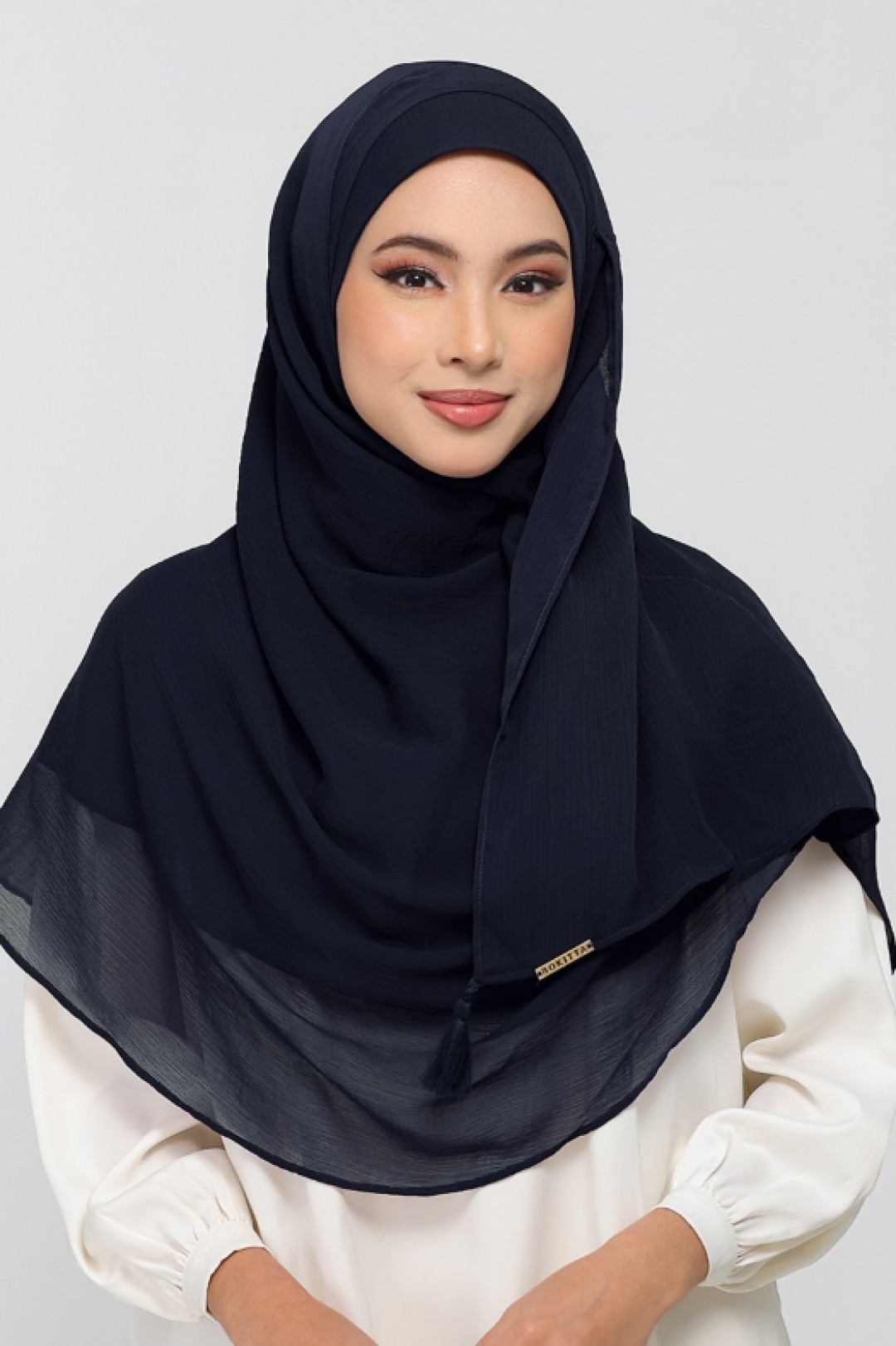 Midnight Navy - Plain Crinkled Chiffon