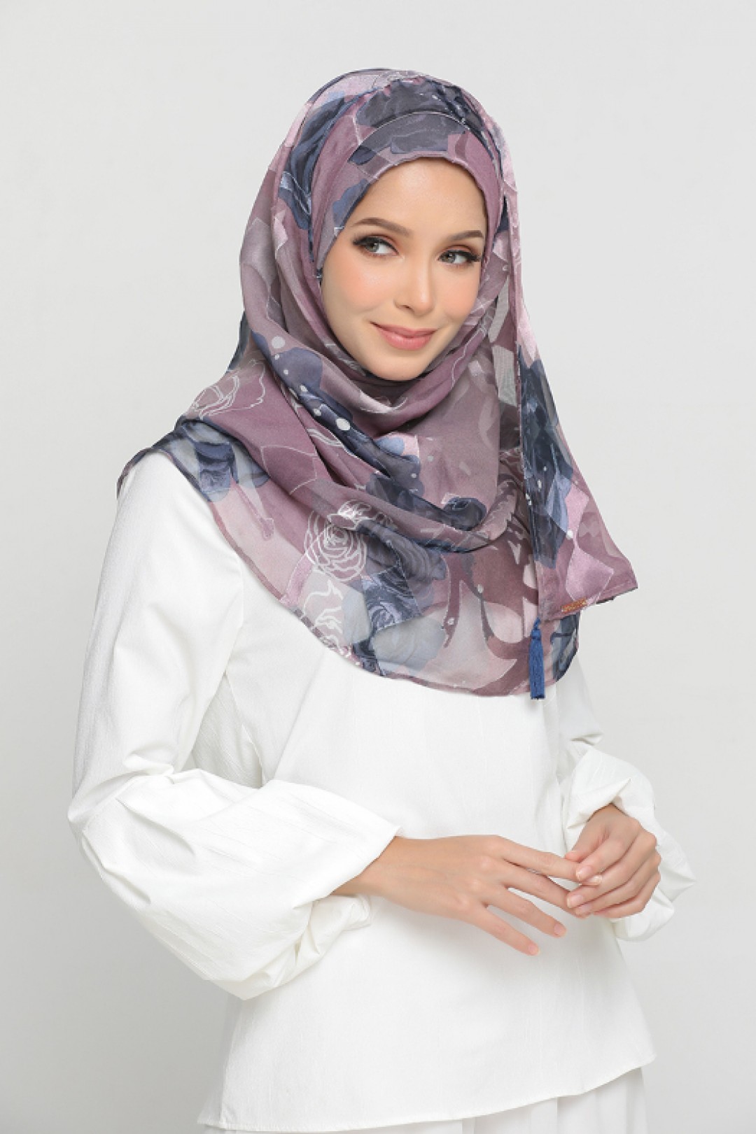 Midnight Rose - Premium Printed Brasso Georgette - Face Mask