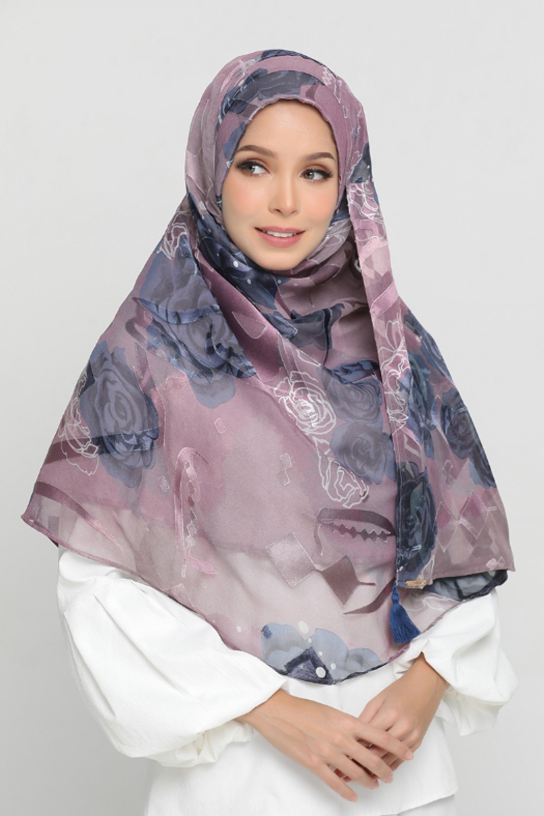 Midnight Rose - Premium Printed Brasso Georgette - Face Mask