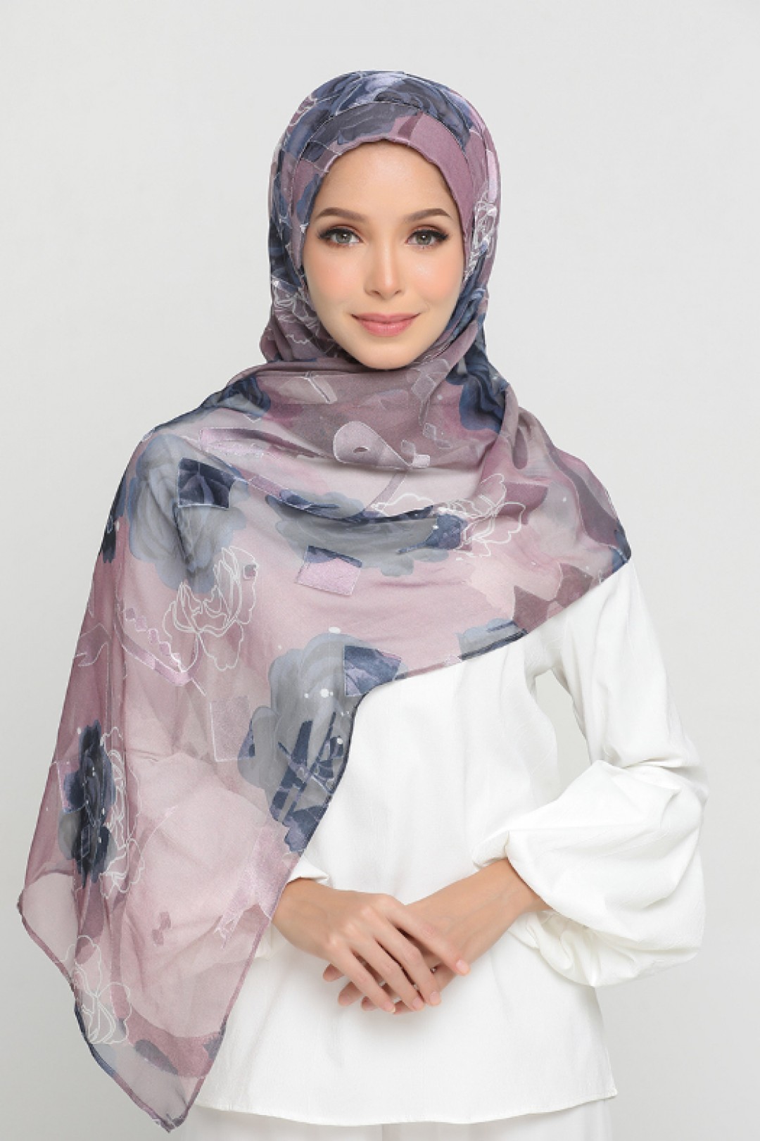 Midnight Rose - Premium Printed Brasso Georgette - Face Mask