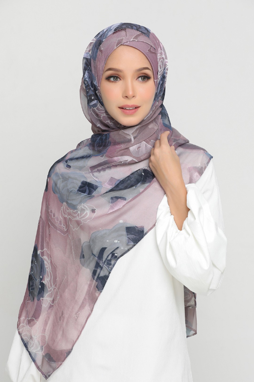 Midnight Rose - Premium Printed Brasso Georgette - Face Mask