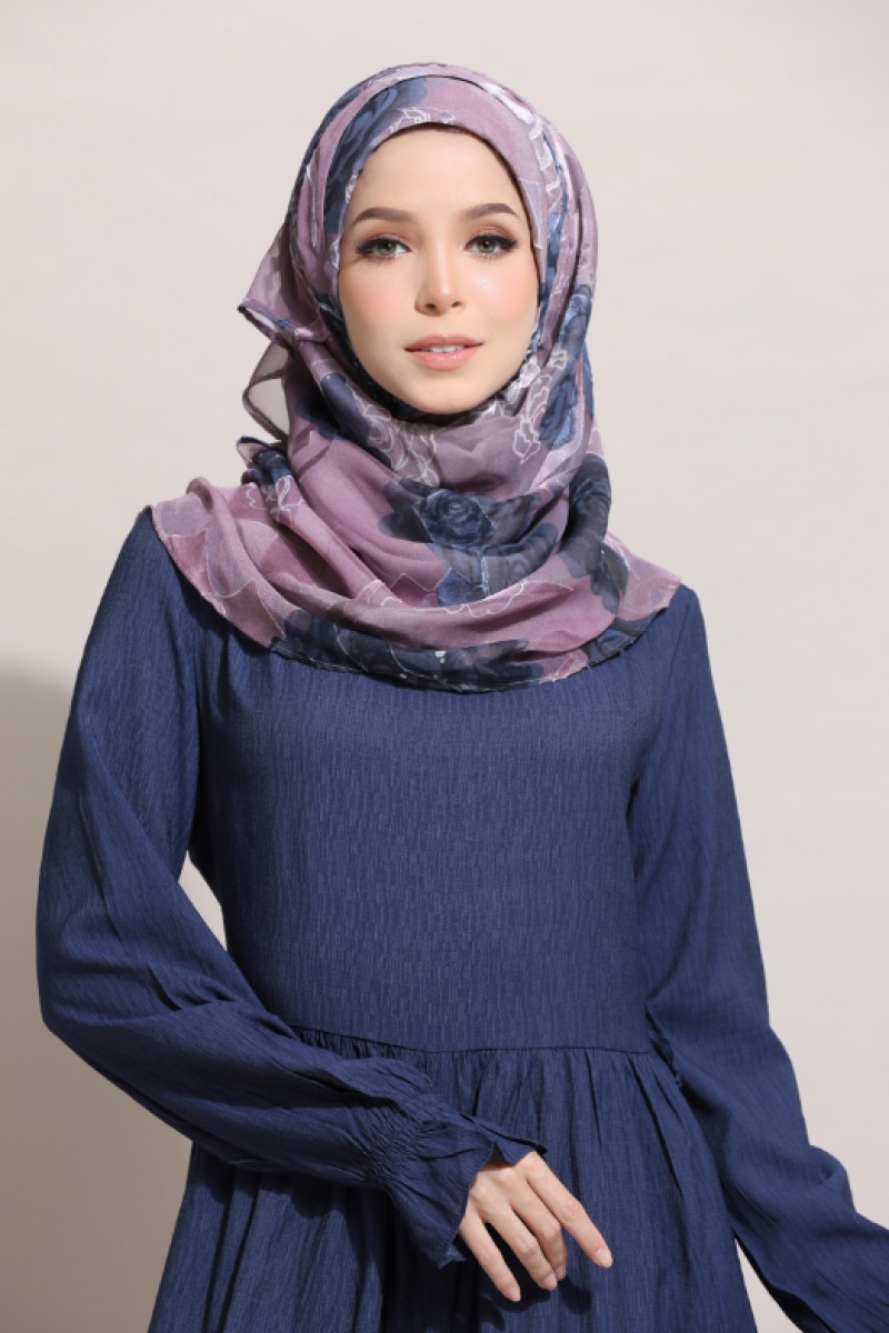 Midnight Rose - Premium Printed Brasso Georgette - Face Mask