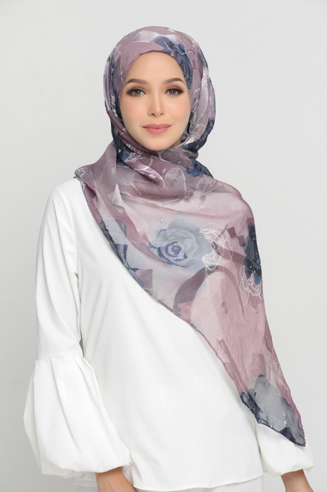 Midnight Rose - Premium Printed Brasso Georgette - Face Mask