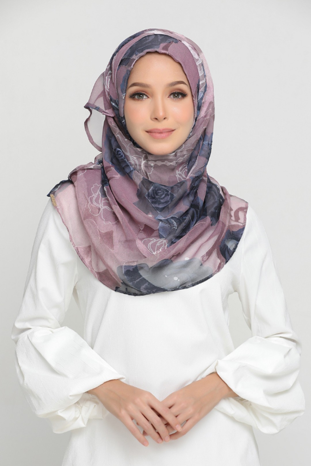 Midnight Rose - Premium Printed Brasso Georgette - Face Mask
